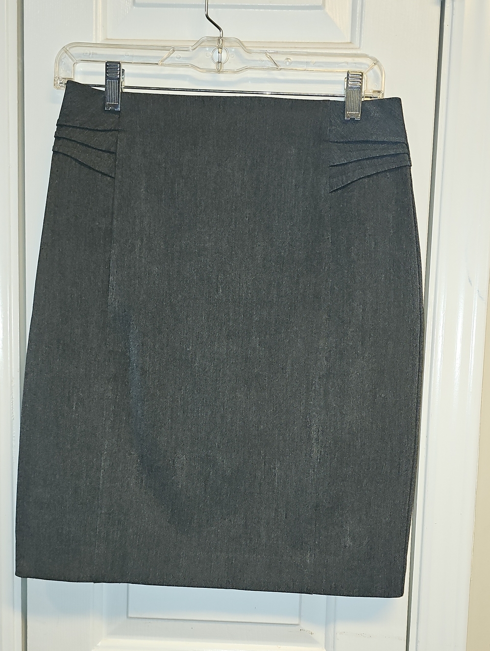 Express Charcoal Pencil Skirt with Pleat Accents